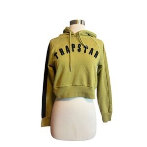 Trapstar Women's Hoodie Green Size Small Cropped Logo